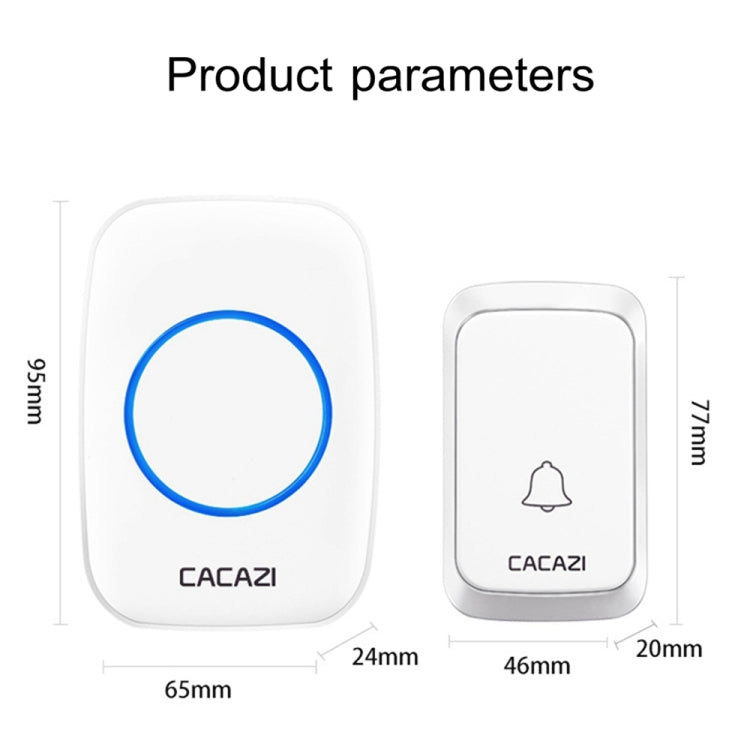 CACAZI A06-DC 1 to 2 Battery Smart Home Wireless Waterproof Doorbell CACAZI A06-DC 1 to 2 Battery Smart Home Wireless Waterproof Doorbell